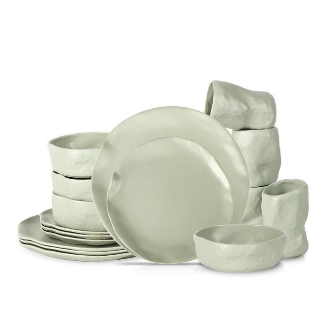 Stone by Mercer Project ATIK Stoneware Dinnerware Set, Service for 4-16 Pieces, Sage-Grey