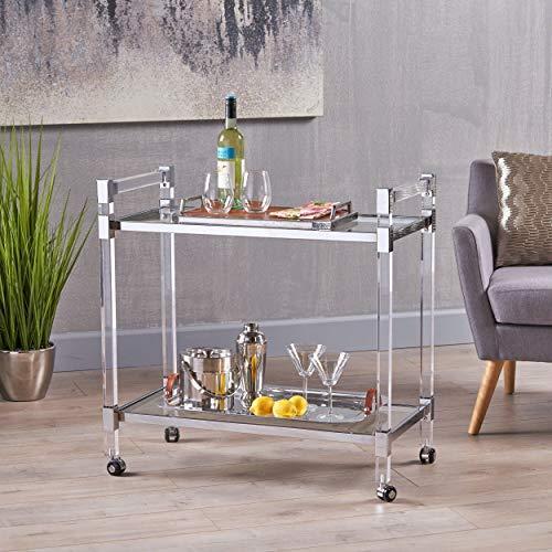 Christopher Knight Home Hilary Modern Glass Bar Trolley in Clear