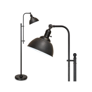 Industrial Floor Lamp, 3 Color Temperature Rustic Floor Lamps in Aged Bronze, Adjustable Height&Head Standing Reading Lamp Farmhouse Lamp
