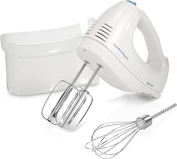 Hamilton Beach 6-Speed Electric Hand Mixer with Whisk, Traditional Beaters, Snap-On Storage Case, White