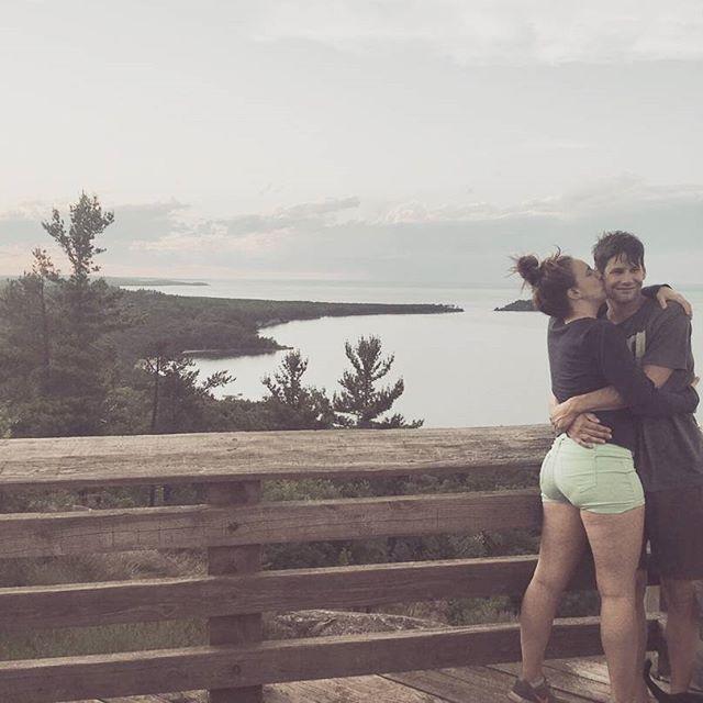 Kissing Matt overlooking Lake Superior.
