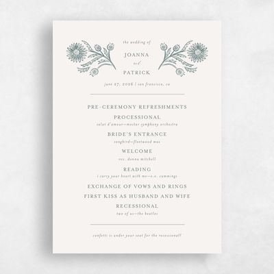 Blue Boho Wedding Program - Desrosiers