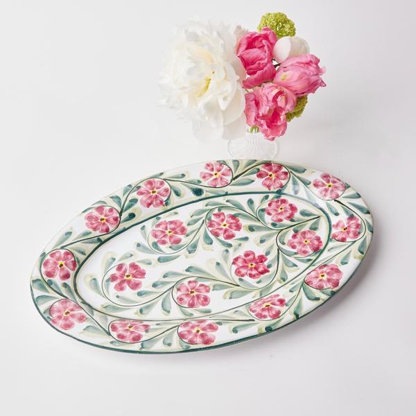 Hand Painted Rose Oval Platter