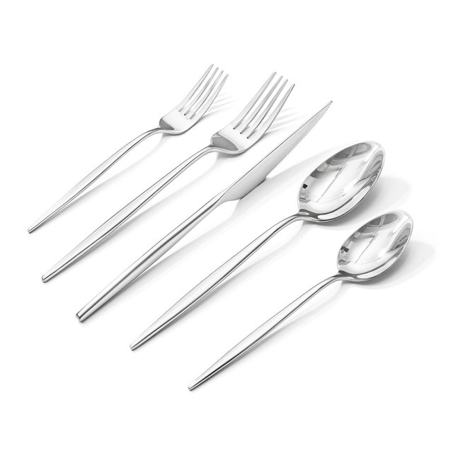 Angel Sar 40-Piece 18/10 Stainless Steel Flatware Set, Premium Cutlery for 8, Mirror Polished Silverware, Dishwasher Safe