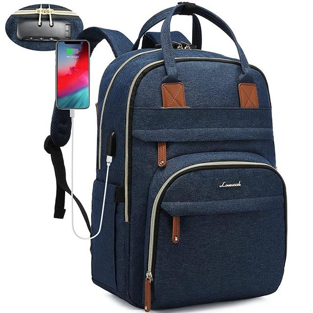 LOVEVOOK Laptop Backpack for Women & Men, Unisex Travel Anti-theft Bag Business Computer Backpacks Purse College School Student Bookbag, Casual Hiking Daypack with Lock, 17 Inch, Navy