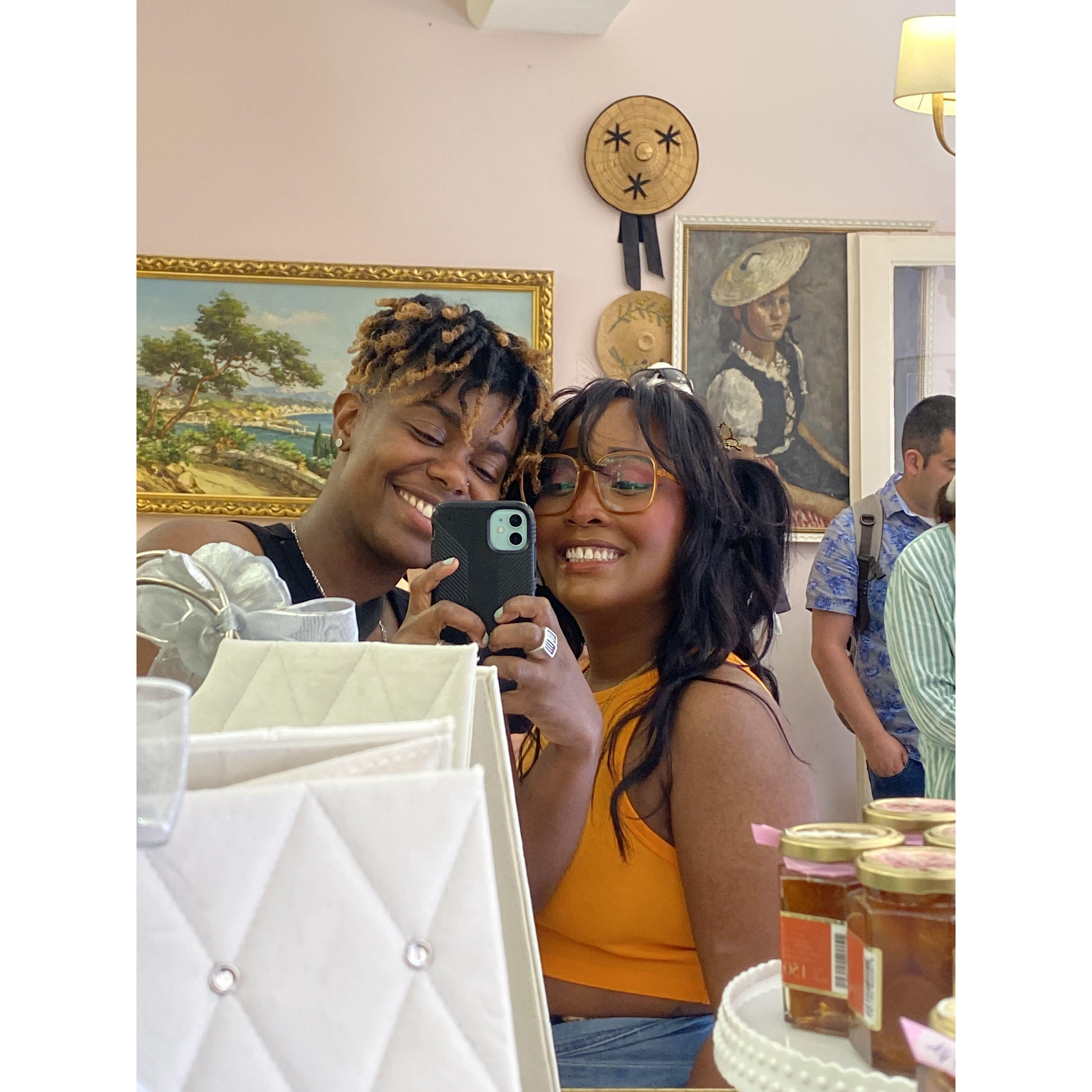 Visiting a cute macaron shop in Nice, France.