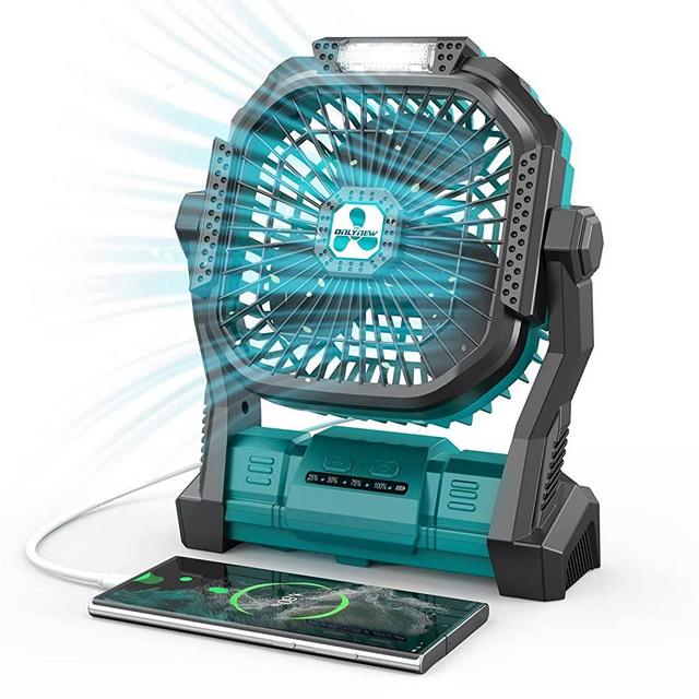 ONLYNEW Portable Fan Rechargeable, Battery Powered Fan with LED Lantern, Small Table Fan Personal, USB Battery Operated Fans for Travel Bedroom Home Camping Tent Office, Green