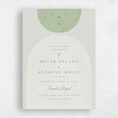 Laurel Green Wedding Invitation - Madrid Portrait