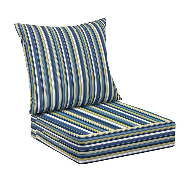 IPYNBAP Outdoor Cushions for Patio Furniture,Outdoor Seat Cushion Set 24 x 24 x 5.75 Inch,Waterproof & Fade Resistant Outdoor Chair Cushions,Deep Patio Chair Cushion with Removable Cover,Blue Stripe