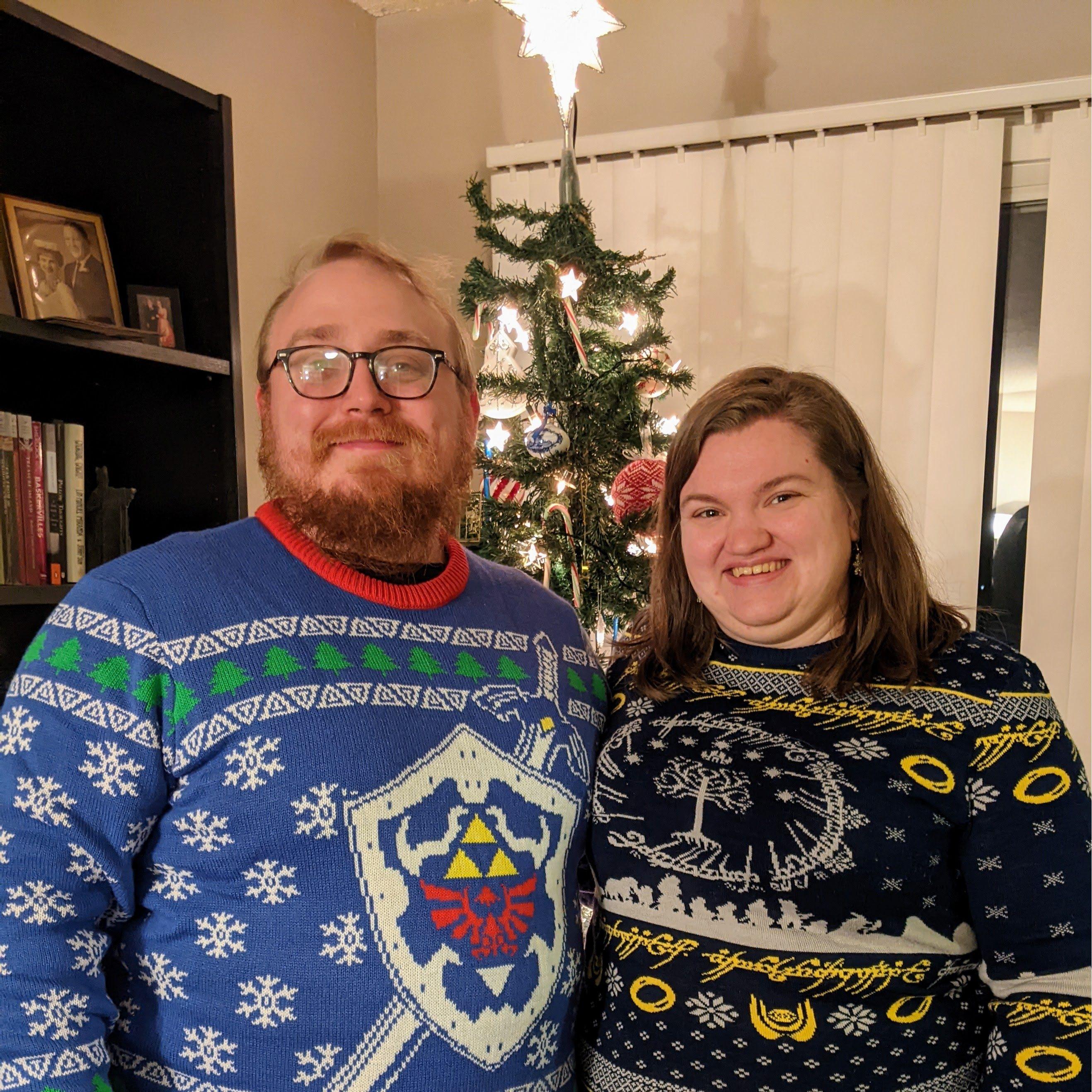 Our first Christmas as a couple, complete with amazing nerdy sweaters.