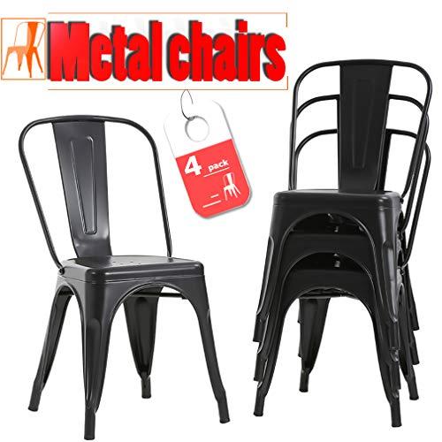 Metal Dining Chairs Set of 4 Indoor Outdoor Chairs Patio Chairs Kitchen Metal Chairs 18 Inch Seat Height Restaurant Chair Metal Stackable Chair Tolix Side Bar Chairs 330LBS Weight Capacity