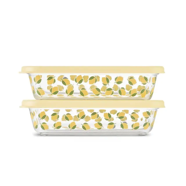 Ello 4pc Everyday 4.5c Glass Food Storage Containers Lemon Yellow