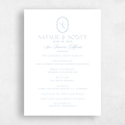 Blue Simple Wedding Program - Korina