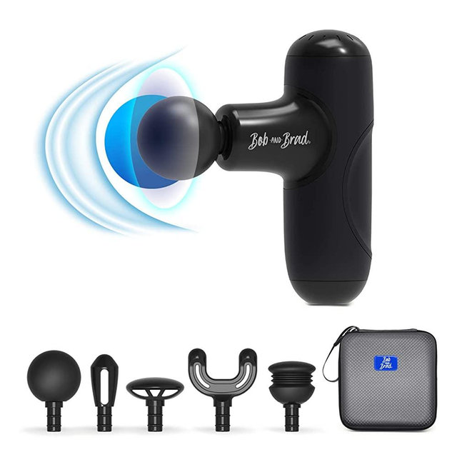BOB AND BRAD Q2 Mini Massage Gun, Pocket-Sized Deep Tissue Massager Gun, Portable Percussion Muscle Massager Gun, Ultra Small & Quiet Muscle Massage Gun with Carry Case for On The Go Usage