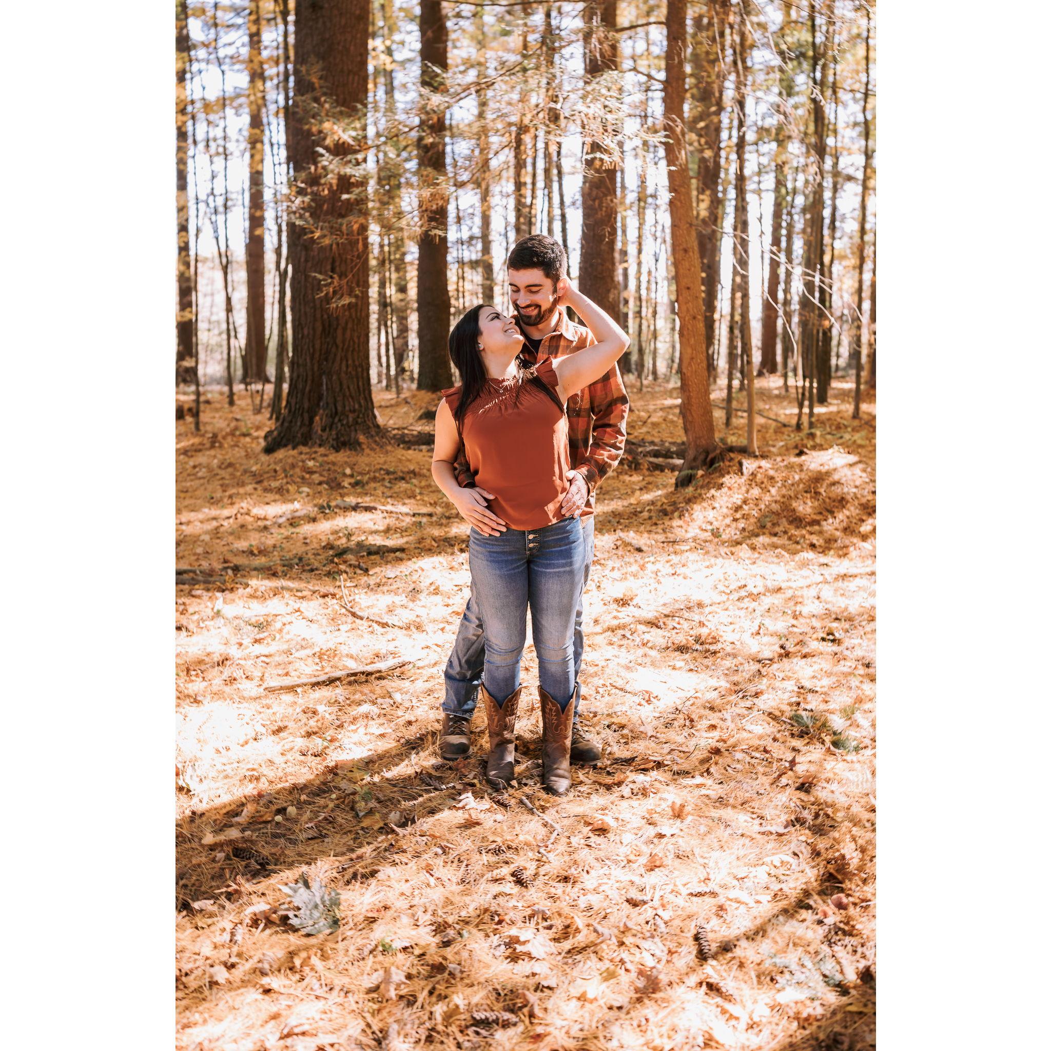 Festive Fall Engagement Photos 1 year after "Yes" day.