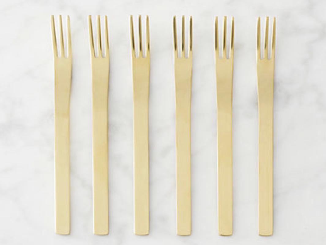CB2 Set of 6 Mini Gold Cocktail Forks