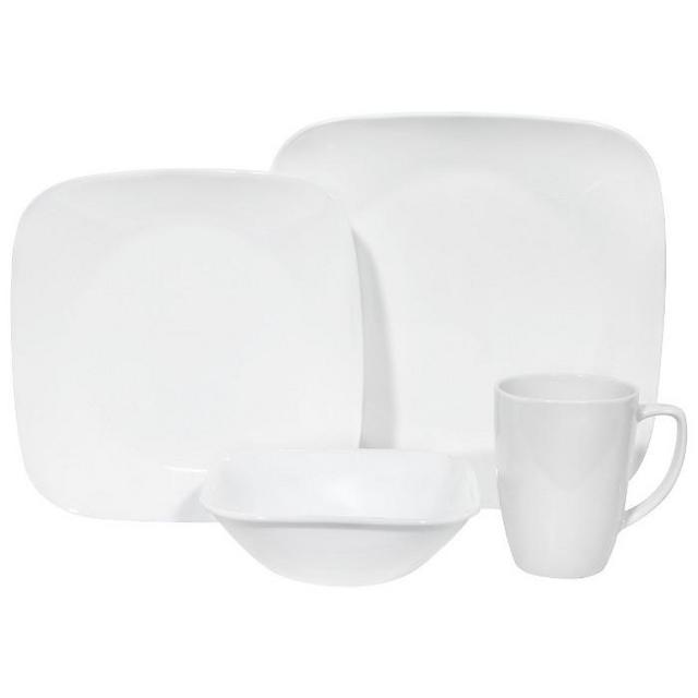 Corelle Square 16pc Vitrelle Dinnerware Set Pure White