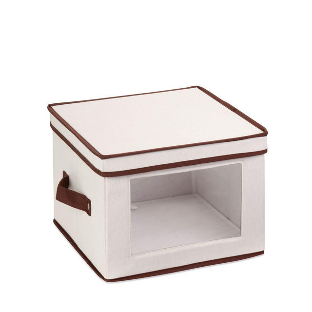 Honey Can Do Collection Dinnerware Storage Box, Natural/Brown, 12x12