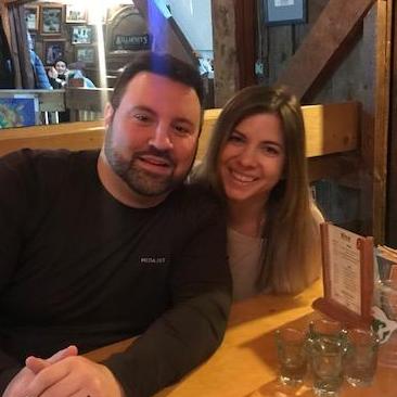 One of our 1st pics, February, 2020 in VT with our friends.