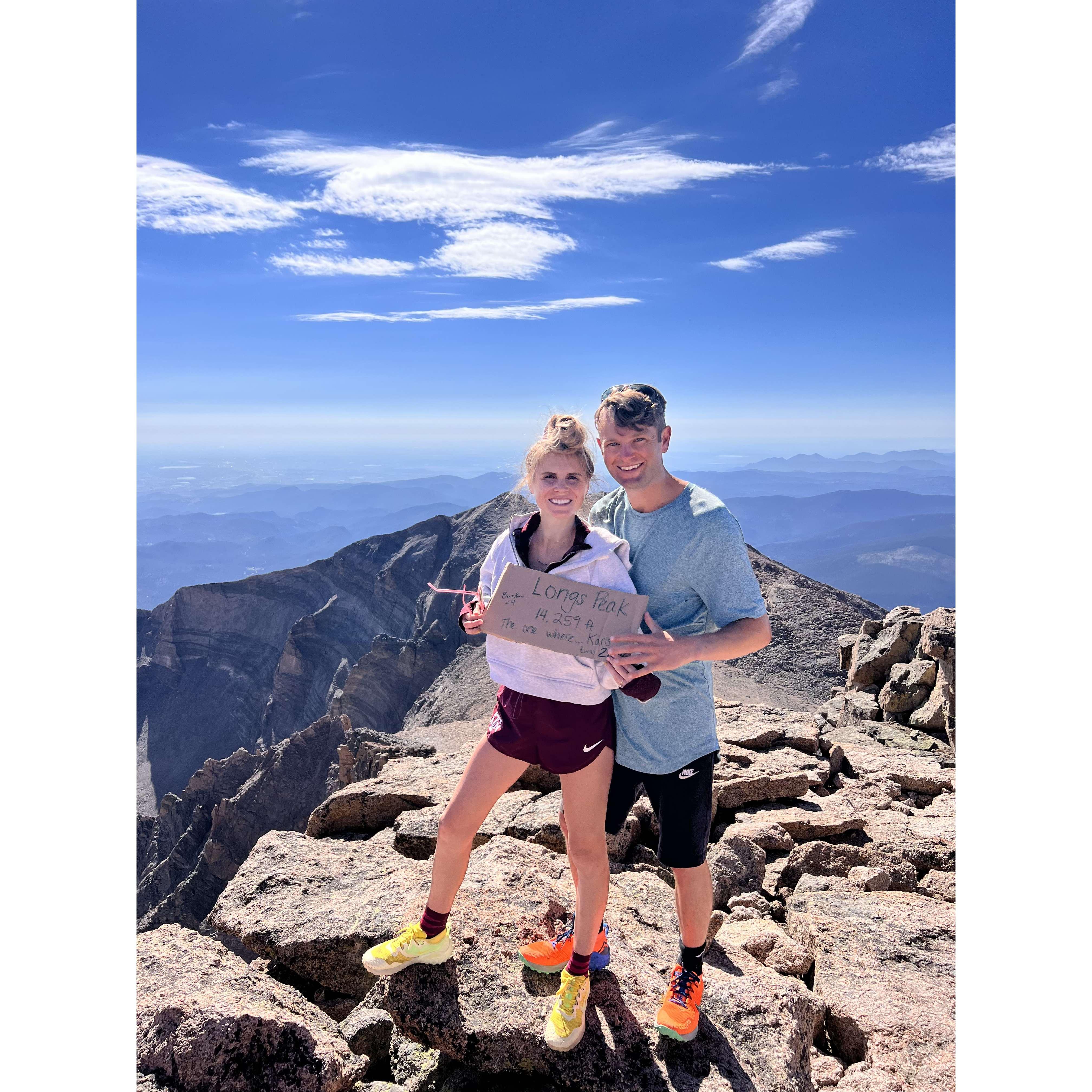 Longs Peak 14,259 ft The one where Karis turns 28.