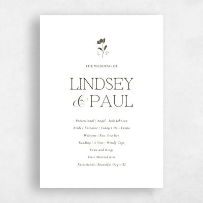 White Wedding Program - Kendall