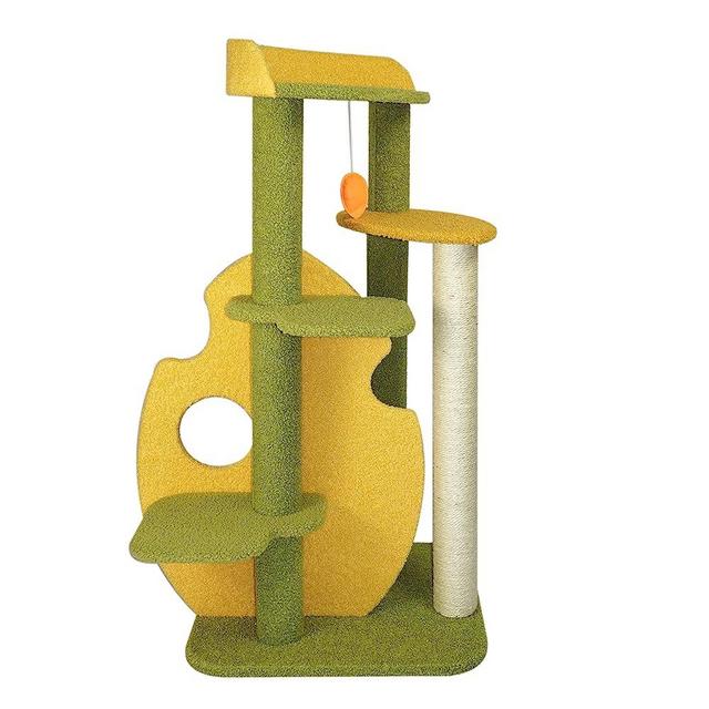 LAVAVA Cat Tree, Cat Tower for Climbing with Scratching Post, Jump Ring and Interactive Dangling Toy, Kitten Activity Center with Jump Platforms and Perch, M 39", Botanic Garden Collection, Green