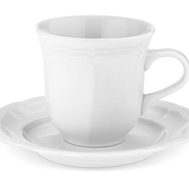 Pillivuyt Queen Anne Porcelain Cups & Saucers, Set of 4