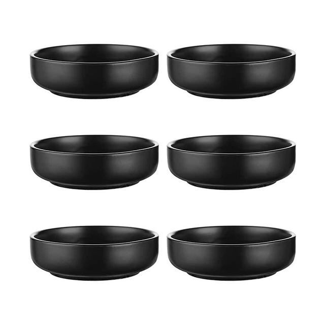 Selamica Ceramic 3.3 Inch Soy Sauce Dish Dipping Bowls 2.5oz Side Dishes Small Appetizer Pinch Bowls Set of 6(Matte Black)