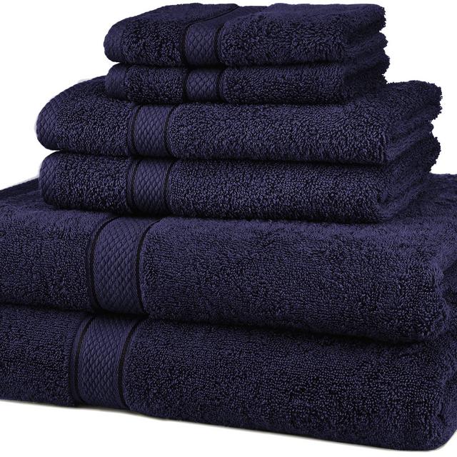Pinzon 6 Piece Blended Egyptian Cotton Bath Towel Set - Navy