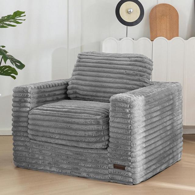 MAXYOYO Giant Bean Bag Chair for Adults, Upholstered Floor Sofa with Pillows and Armrests, Large Bean Bag Sofa Plush Chair Bean Bag Couch for Bedroom Living Room, Grey