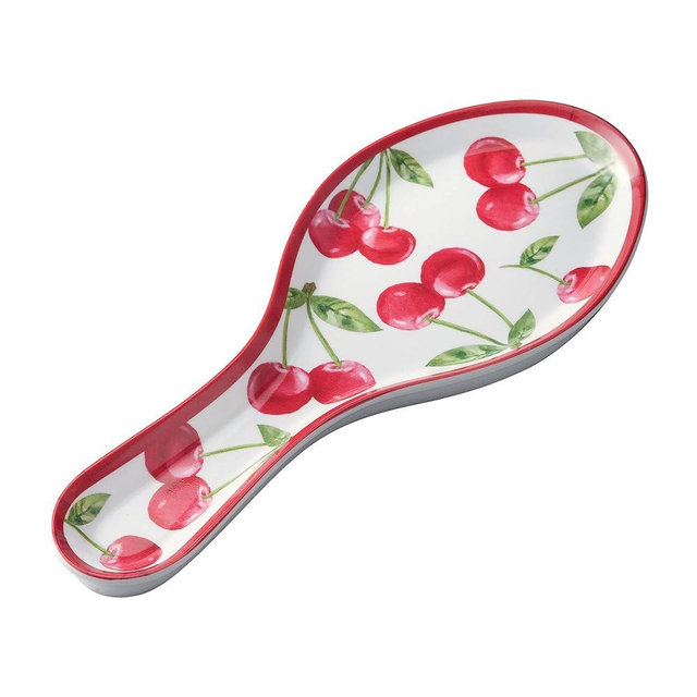 UPware Melamine Spoon Rest Spoon Holder Kitchen Utensil Holders 9.625 Inch for Kitchen Counter Dining Table (Cherry)