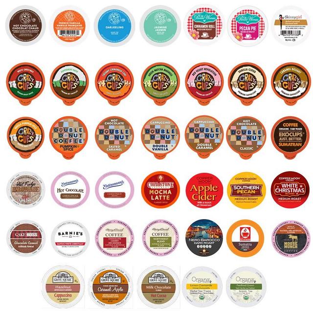 Perfect Samplers Coffee, Tea, Cider,Cappuccino For Keurig K Cups Brewers, Mix, 40 Count