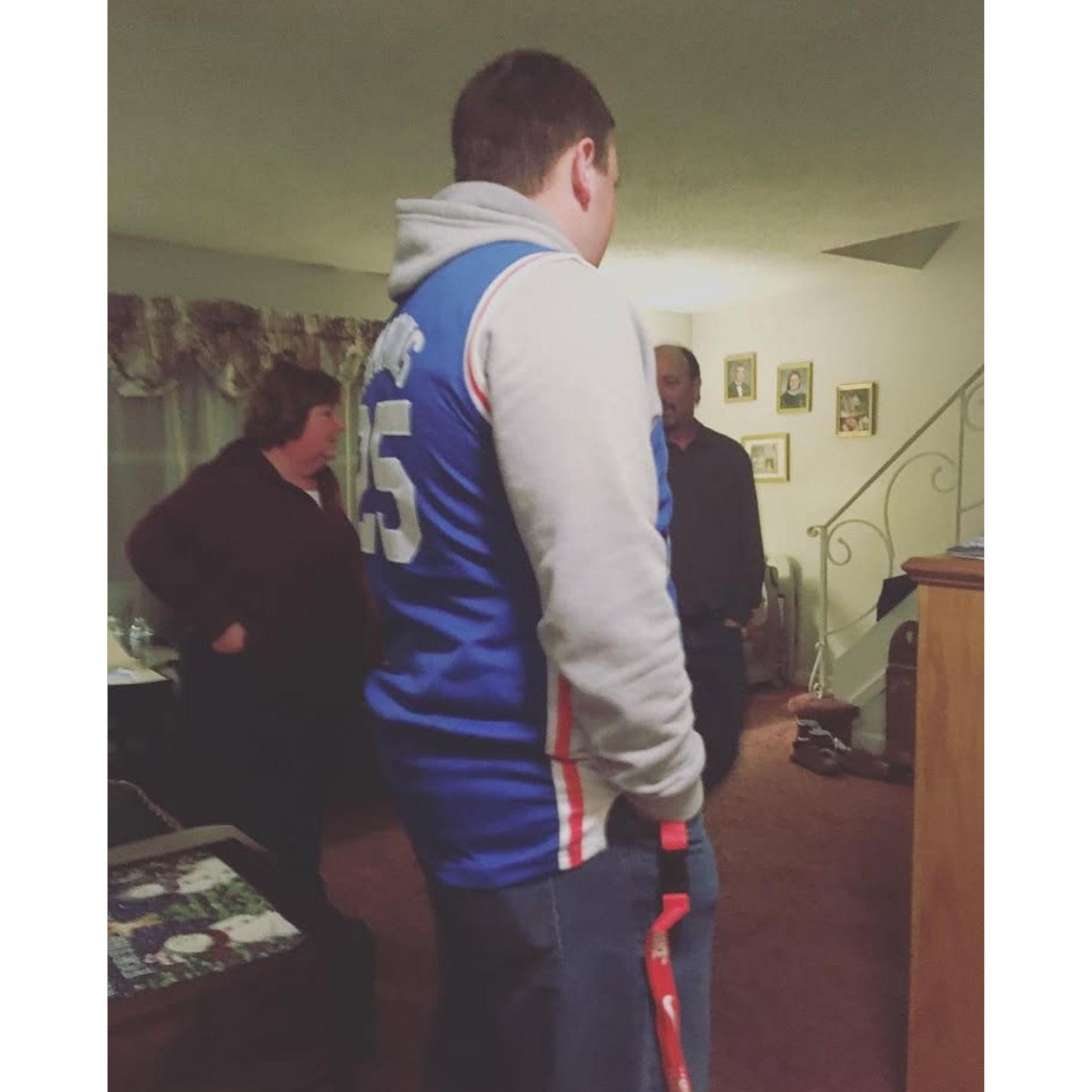 February 14, 2018 - Andrew picking up Catherine for their first date at the Sixers game!