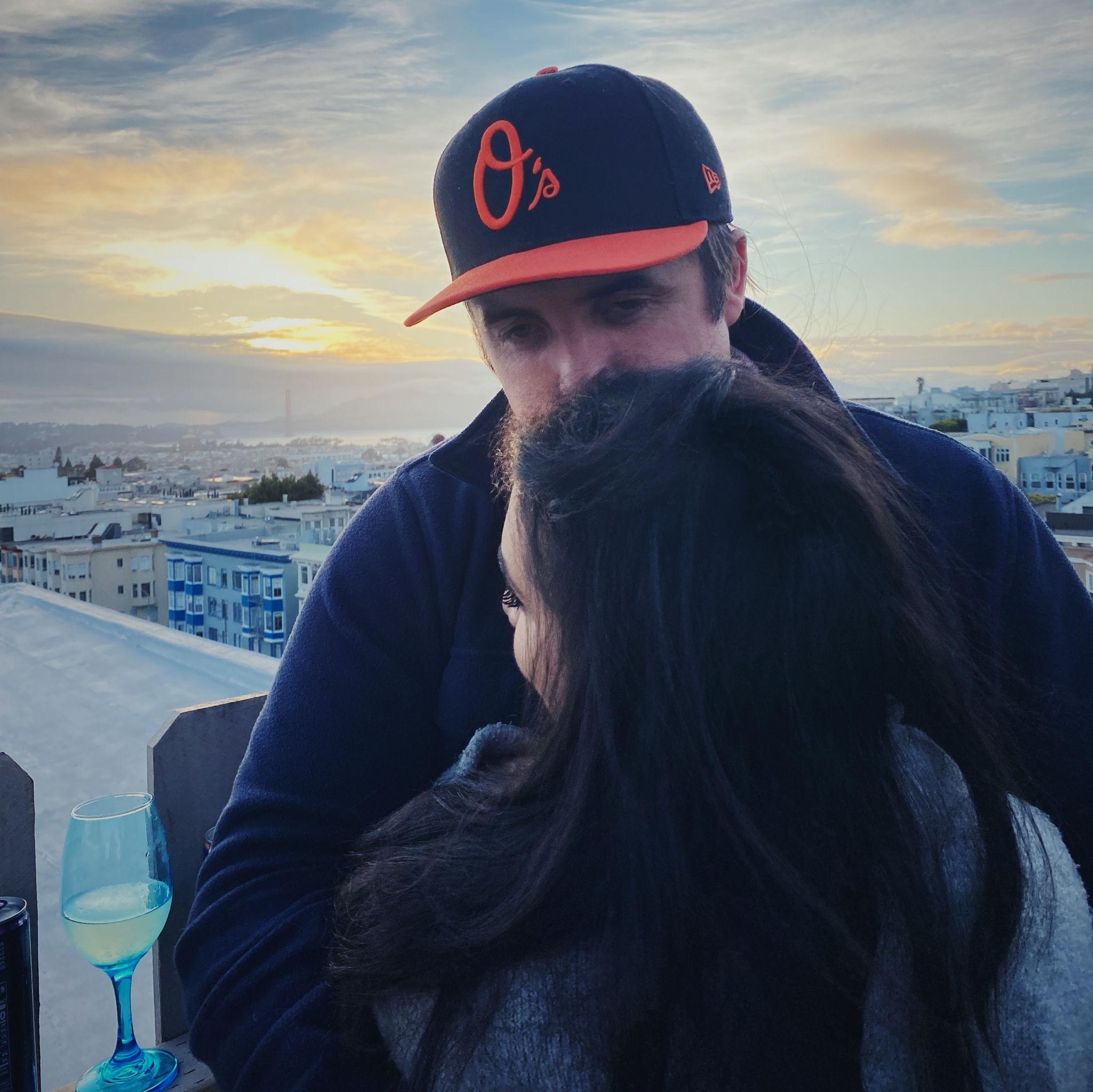 Watching the sunset on Conor's SF apartment rooftop