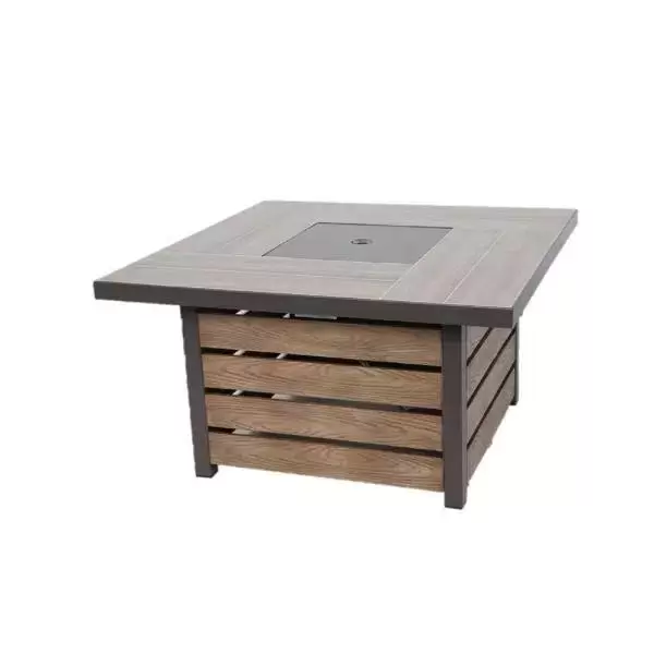 Summerfield 44 in. x 24.5 in. Square Steel Propane Fire Pit with Wood-Look Tile Top