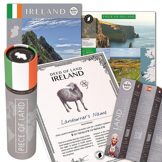 happylandgifts® Real Piece of Land - Ireland | Unusual Gift for Family and Friends | Personalized Land Owner's Certificate for Women and Men | Irish Gifts | Dublin