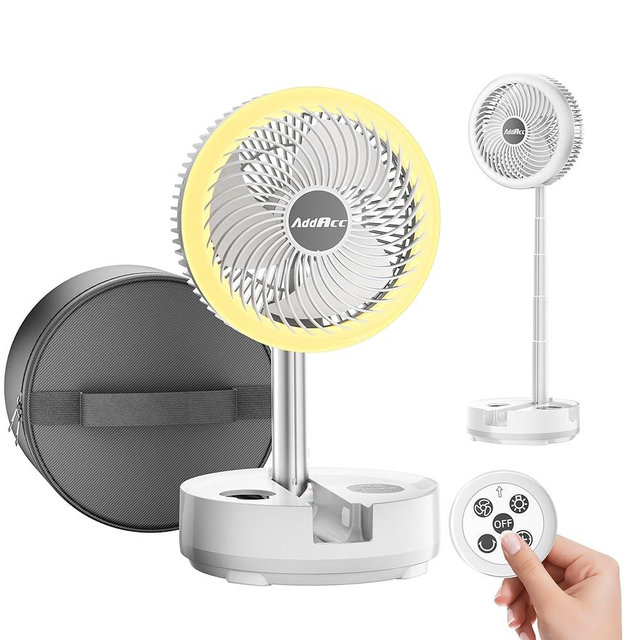 AddAcc 40000mAh Battery Operated Fan, Rechargeable Collapsible Fan, 106H Run, 8 Speeds Oscillating with Remote, Battery Powered with Timer & Light for Travel Cruise Essentials RV Outdoor Power Outage