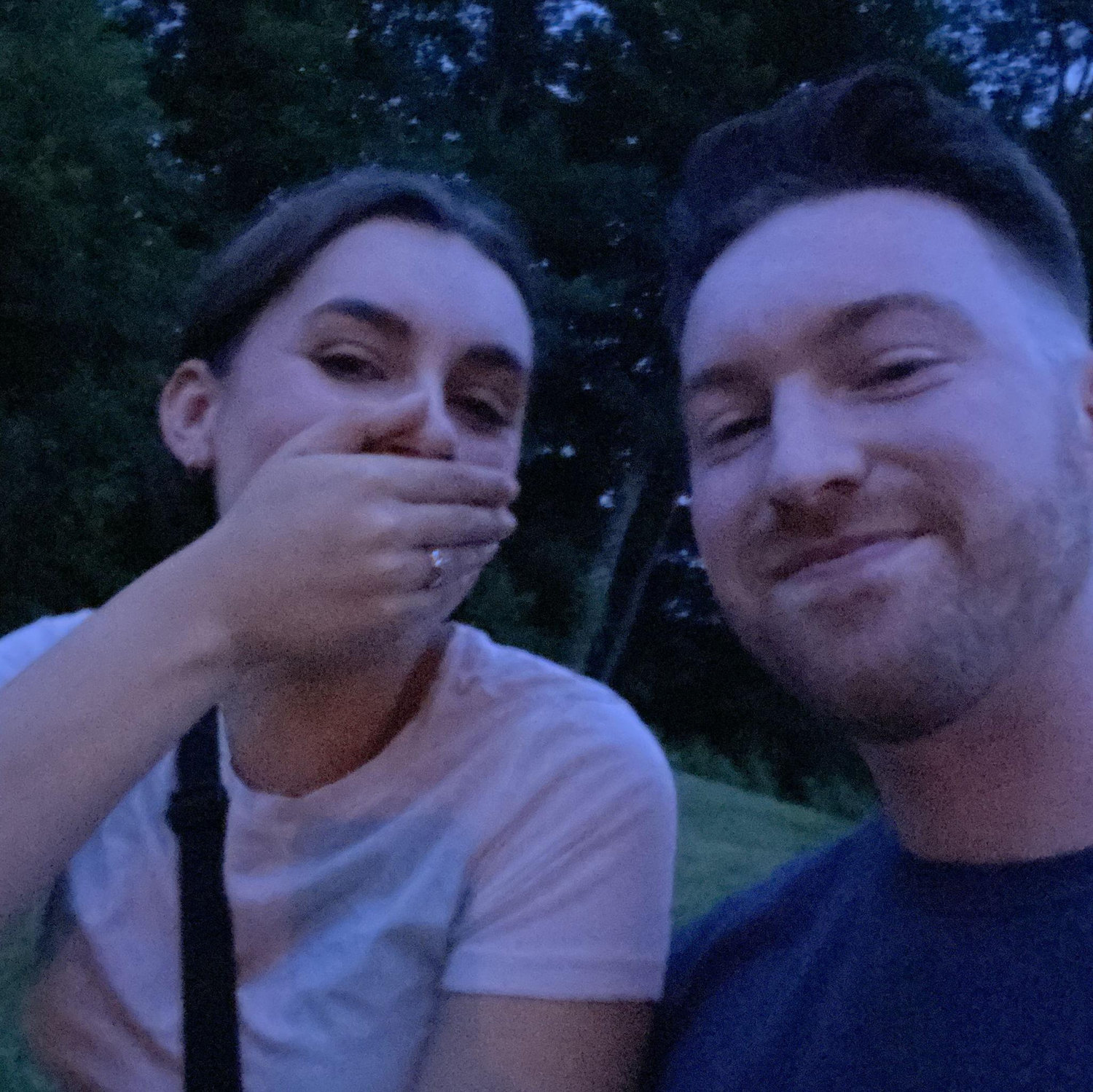 Taken moments after the proposal! Obviously Amber was speechless (and was actively getting about 20 mosquito bites). Taken July 26th, 2023.