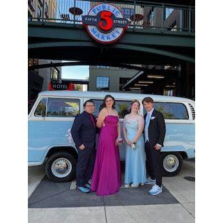 Senior prom with the Maid of Honor and her boyfriend Evander.
