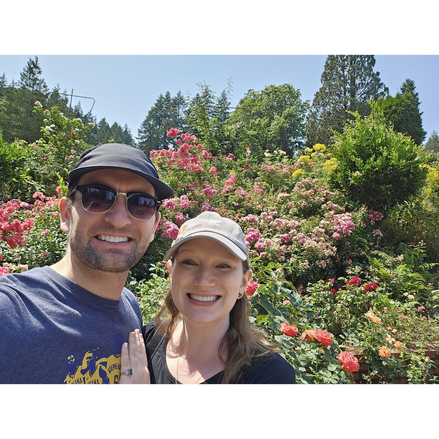 The day after we got engaged in the International Rose Test Garden. July 2024