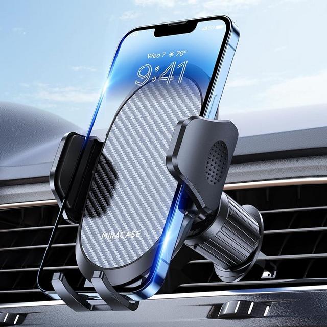 Miracase Phone Holders for Your Car with Newest Metal Hook Clip, Air Vent Cell Phone Car Mount, Hands Free Universal Automobile Cradle Fit for iPhone Android and All Smartphones, Dark Black
