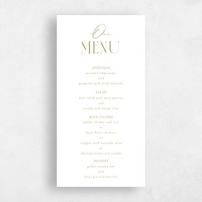 Green Elegant Wedding Menu - Portsmouth