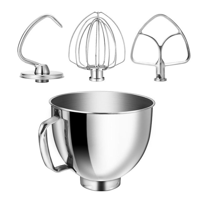 Stainless Steel 5Qt Mixer Bowl and Accessories for KitchenAid Tilt Head Stand Mixer, Compatible with KSM45, KSM75, KMS90, KSM150, Heavy Duty and Dishwasher Safe