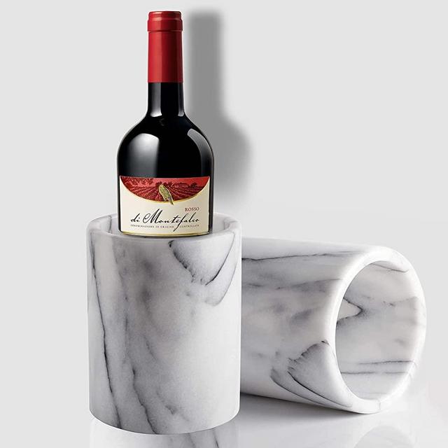 Handmade Luxury White Marble Champagne/Wine Cooler Bucket and Utensils Holder , Best for Kitchen Accessories & Housewarming Gifts.