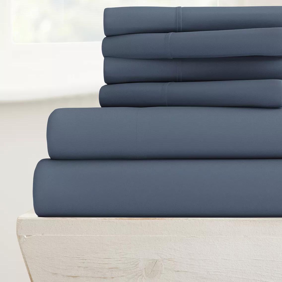 Stone Color: The Home Collection 6 Piece Bed Sheet Set, Queen