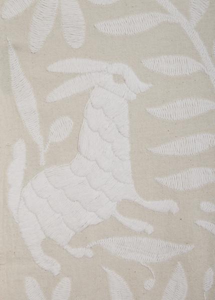 Otomi Mexican Hand Embroidery Table Runner in White