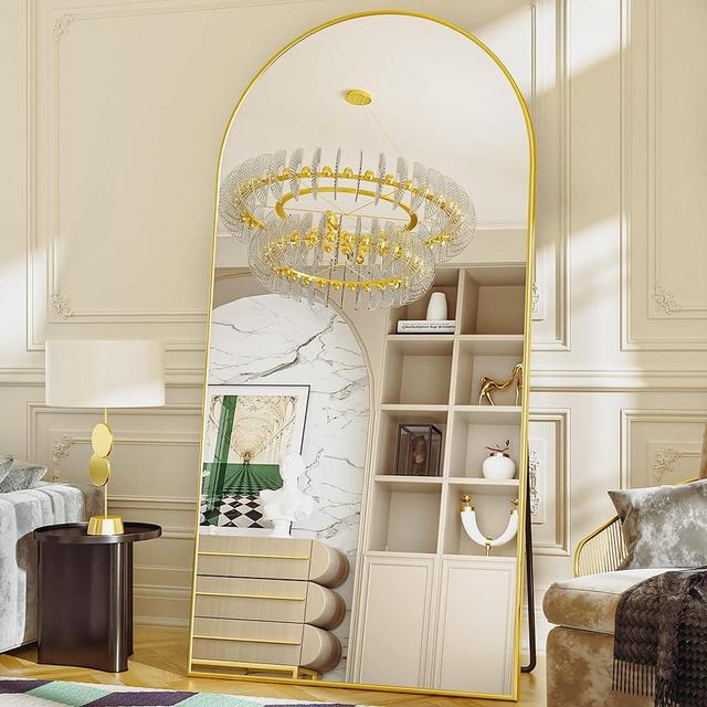 Antok Arched Full Length Mirror, 76"x34" Arched Floor Mirror, Glassless Mirror Full Length with Stand, Floor Mirror Freestanding, Wall Mounted Mirror for Bedroom Living Room, Gold