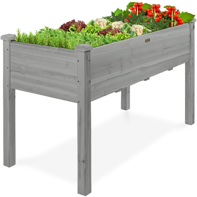 Best Choice Products Best Choice Product 48x24x30in Raised Garden Bed, Elevated Wooden Planter for Yard w/ Foot Caps, Liner - Gray