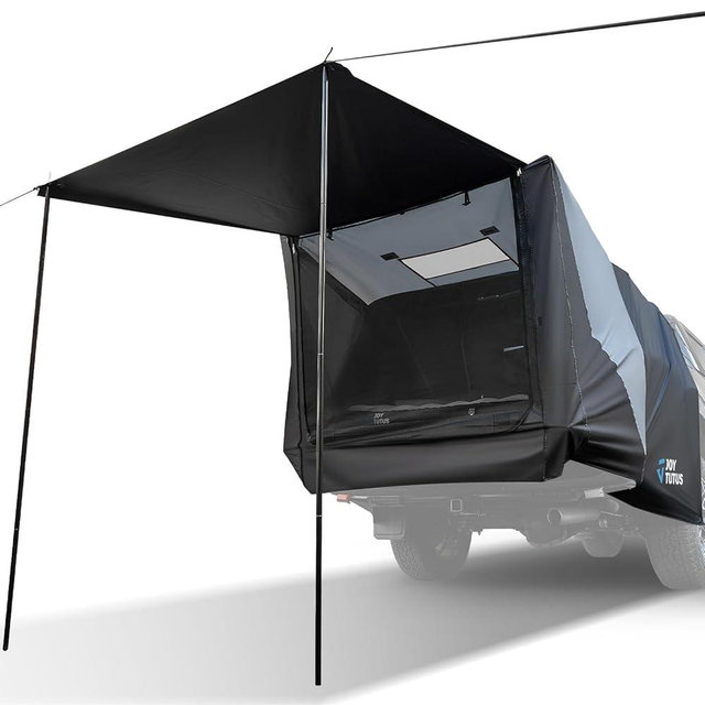 JOYTUTUS Truck Tent with Awning, Truck Bed Tailgate Tent Pickup Camping Tent Canopy (Only Fits Full-Size Truck with Soft Topper or Camper Shell)