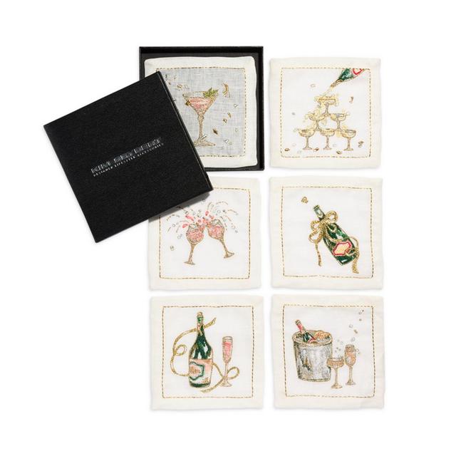 Kim Seyber Bubbly Cocktail Reusable Napkins, Set of 6 - Exclusive